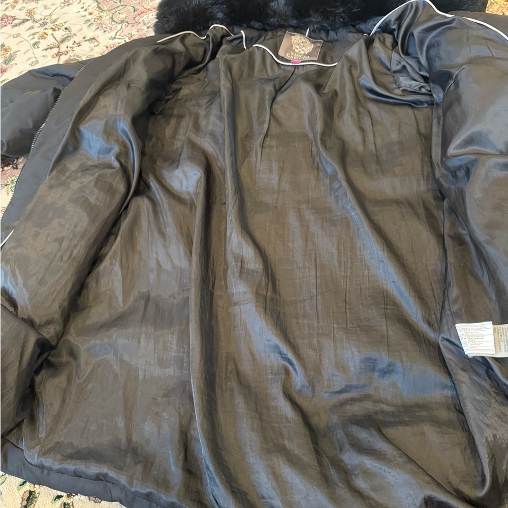 VInce Camuto Plus Black Puffer Jacket with Faux Fur Hood host pick - Picture 11 of 13